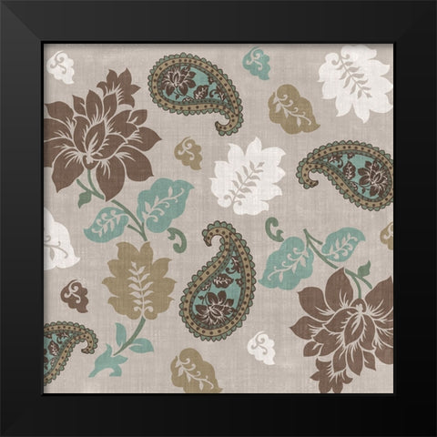 Paisley Floral I Black Modern Wood Framed Art Print by Sasha