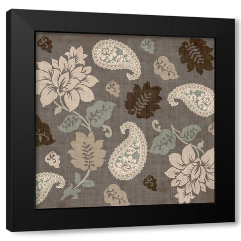 Paisley Floral II Black Modern Wood Framed Art Print with Double Matting by Sasha