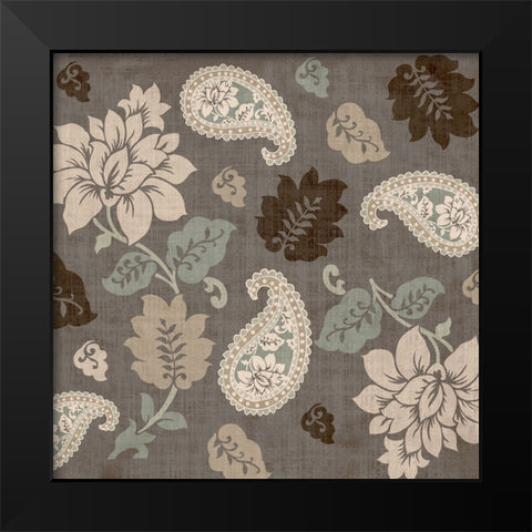 Paisley Floral II Black Modern Wood Framed Art Print by Sasha