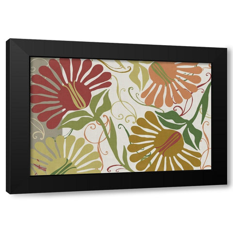 Flower Shower I Black Modern Wood Framed Art Print with Double Matting by Sasha