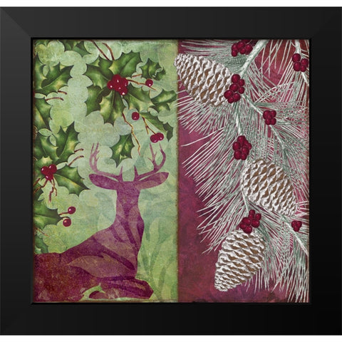 Cabin Christmas II Black Modern Wood Framed Art Print by Sasha