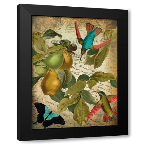 Petals and Wings III Black Modern Wood Framed Art Print by Sasha
