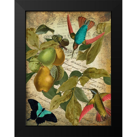 Petals and Wings III Black Modern Wood Framed Art Print by Sasha