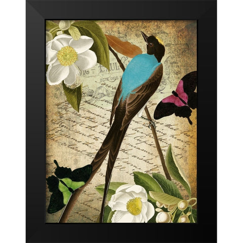 Petals and Wings V Black Modern Wood Framed Art Print by Sasha