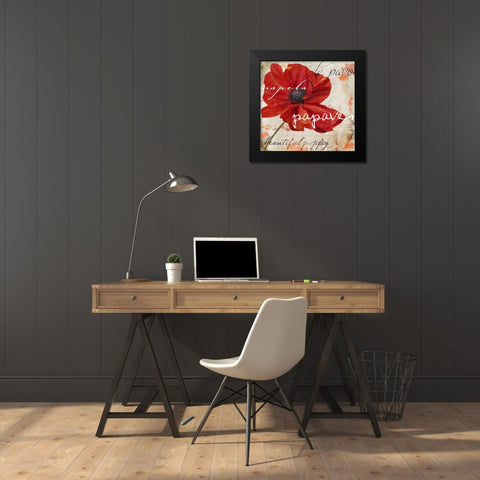 Le Pavot I Black Modern Wood Framed Art Print by Sasha