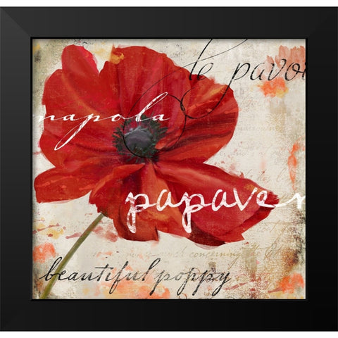 Le Pavot I Black Modern Wood Framed Art Print by Sasha