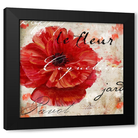 Le Pavot II Black Modern Wood Framed Art Print by Sasha