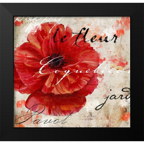 Le Pavot II Black Modern Wood Framed Art Print by Sasha