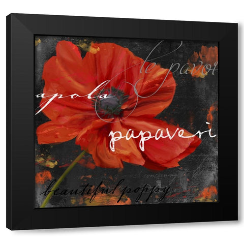 Le Pavot V Black Modern Wood Framed Art Print with Double Matting by Sasha