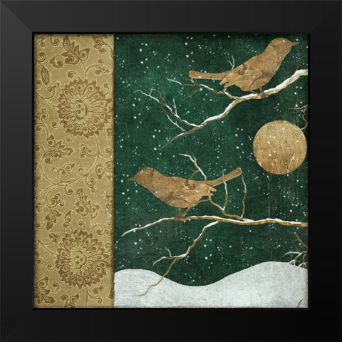 Birds of Winter I Black Modern Wood Framed Art Print by Sasha