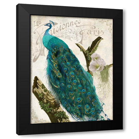 Les Paons I Black Modern Wood Framed Art Print by Sasha