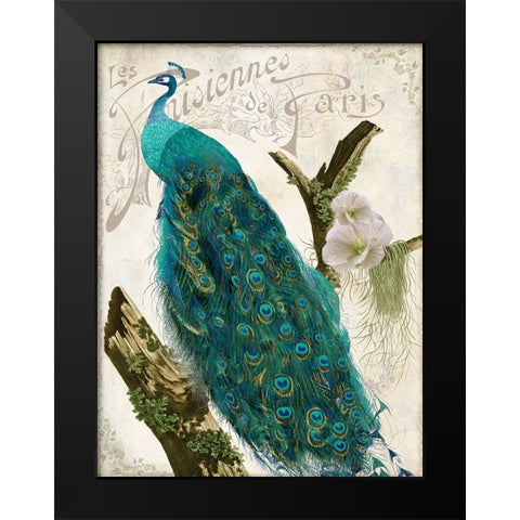 Les Paons I Black Modern Wood Framed Art Print by Sasha