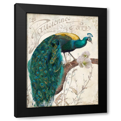 Les Paons II Black Modern Wood Framed Art Print by Sasha