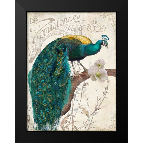 Les Paons II Black Modern Wood Framed Art Print by Sasha