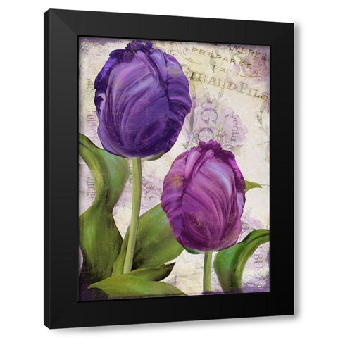 Parrot Tulips I Black Modern Wood Framed Art Print with Double Matting by Sasha
