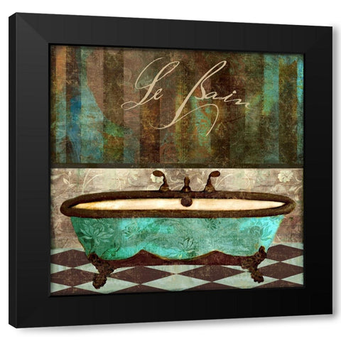 Le Bain Aqua Black Modern Wood Framed Art Print with Double Matting by Sasha