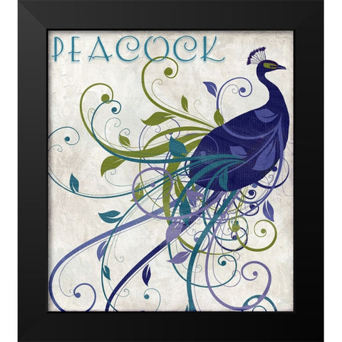 Peacock Nouveau I Black Modern Wood Framed Art Print by Sasha