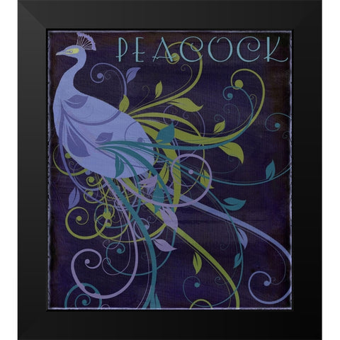 Peacock Nouveau II Black Modern Wood Framed Art Print by Sasha
