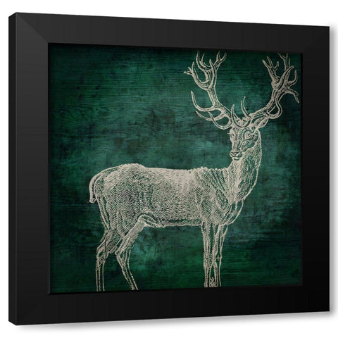 Emerald Deer Black Modern Wood Framed Art Print with Double Matting by Sasha