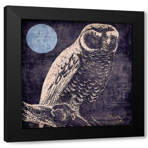Owl 1 Black Modern Wood Framed Art Print by Sasha