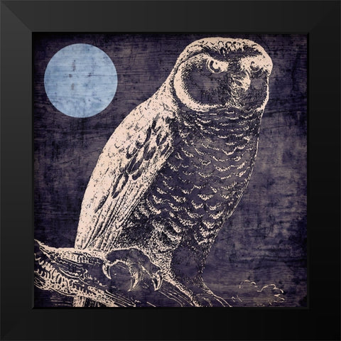 Owl 1 Black Modern Wood Framed Art Print by Sasha