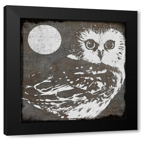 Owl 3 Black Modern Wood Framed Art Print with Double Matting by Sasha