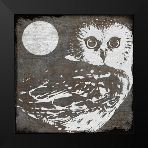 Owl 3 Black Modern Wood Framed Art Print by Sasha
