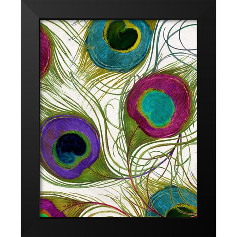 Peacock Feathers I Black Modern Wood Framed Art Print by Sasha
