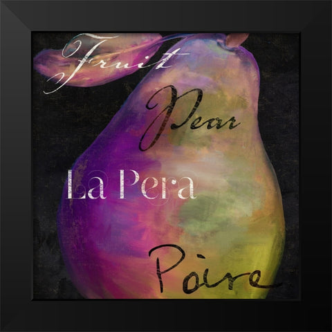 Painted Pear II Black Modern Wood Framed Art Print by Sasha