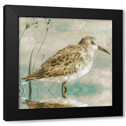 Sand Piper I Black Modern Wood Framed Art Print by Sasha