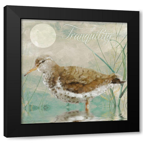 Sand Piper II Black Modern Wood Framed Art Print with Double Matting by Sasha
