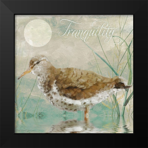 Sand Piper II Black Modern Wood Framed Art Print by Sasha