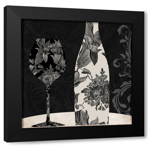 Vin Elegant I Black Modern Wood Framed Art Print by Sasha