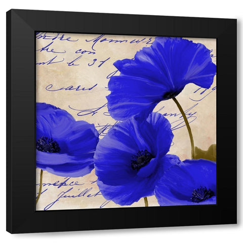 Coquelicots Bleues I Black Modern Wood Framed Art Print with Double Matting by Sasha
