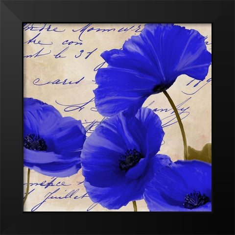 Coquelicots Bleues I Black Modern Wood Framed Art Print by Sasha