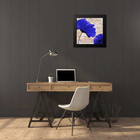 Coquelicots Bleues II Black Modern Wood Framed Art Print by Sasha