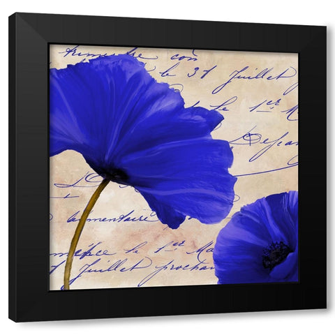 Coquelicots Bleues II Black Modern Wood Framed Art Print by Sasha