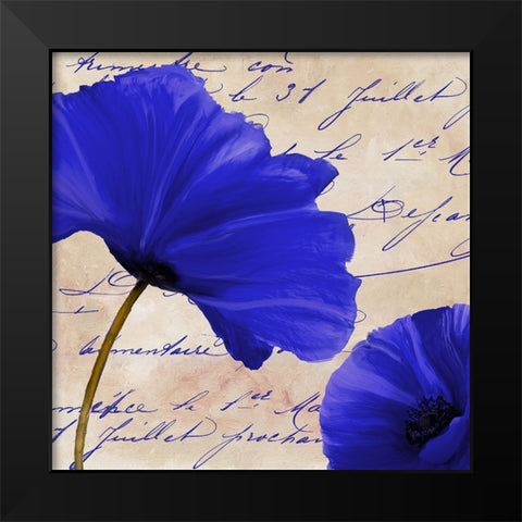 Coquelicots Bleues II Black Modern Wood Framed Art Print by Sasha