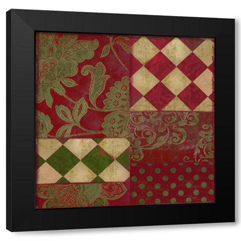 Merry Christmas Patchwork II Black Modern Wood Framed Art Print by Sasha