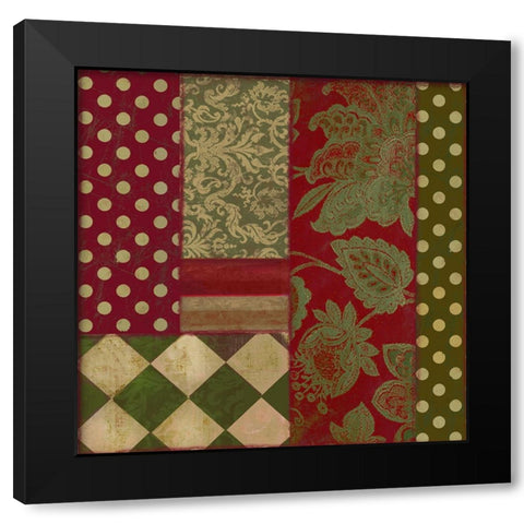 Merry Christmas Patchwork III Black Modern Wood Framed Art Print by Sasha