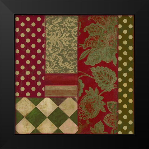 Merry Christmas Patchwork III Black Modern Wood Framed Art Print by Sasha
