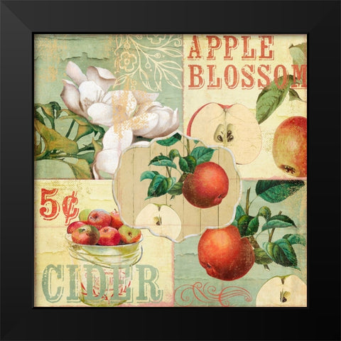 Apple Blossoms I Black Modern Wood Framed Art Print by Sasha
