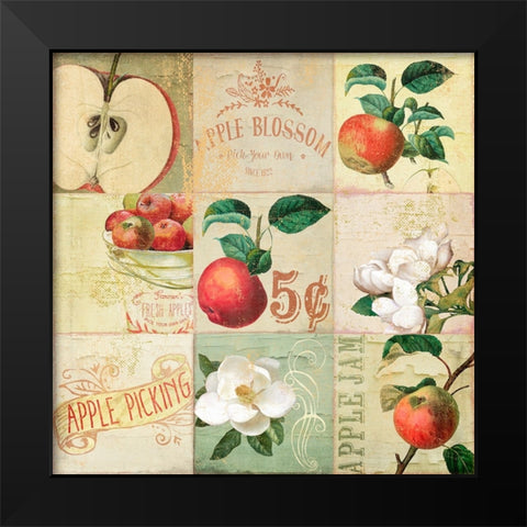 Apple Blossoms IV Black Modern Wood Framed Art Print by Sasha