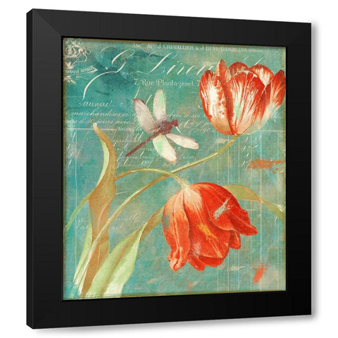Mandarin Tulips Black Modern Wood Framed Art Print by Sasha