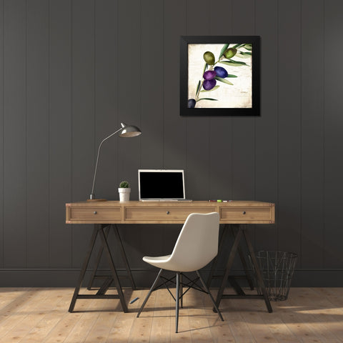Olive Branch III Black Modern Wood Framed Art Print by Sasha