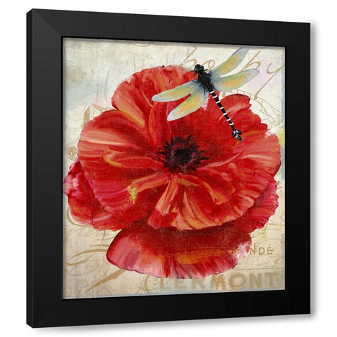 Le Pavot Dragonfly Black Modern Wood Framed Art Print with Double Matting by Sasha