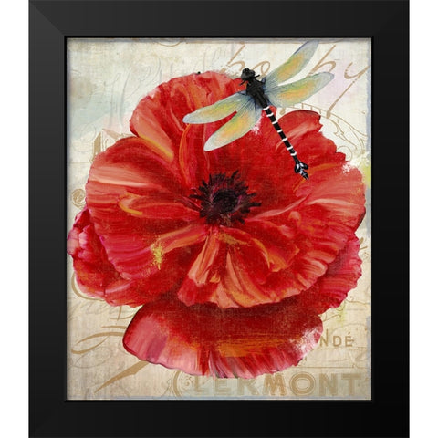 Le Pavot Dragonfly Black Modern Wood Framed Art Print by Sasha