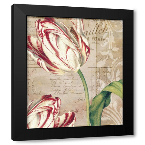 Tulips Black Modern Wood Framed Art Print by Sasha