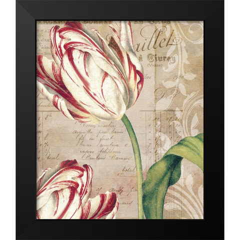 Tulips Black Modern Wood Framed Art Print by Sasha