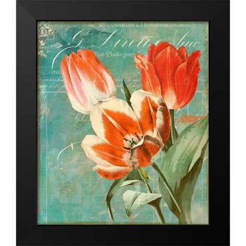 Tulips Ablaze II Black Modern Wood Framed Art Print by Sasha